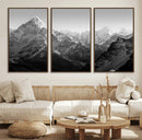 Everest Himalaya Mountain Peaks Black & White Triptych