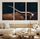 Texas Longhorn Bull Wall Art Canvas Print - Large Framed