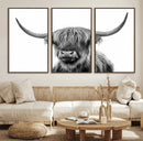 Grayscale Scottish Highland Cow Cattle Art Print Farmhouse by MyGreatCanvas | Canvas Wall Art Prints | Photo Prints & Wall Decor