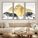 Golden Mountain Triptych Wall Art Canvas Print, Modern