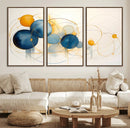 Geometric Blue Orange Abstract Wall Art Canvas, Geometric