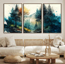 Watercolor Trees Forest Abstract Wall Art Canvas Print,