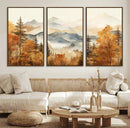 Golden Autumn Forest Wall Art Canvas | Mountain Landscape