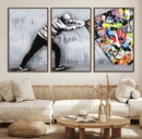 Banksy Art Behind the Curtain Street Wall Art Canvas Print |