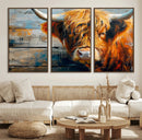 Highland Cow Abstract Canvas Wall Art – Bold Farmhouse
