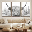 Rustic Charm | Cow Longhorn Black White Bighorn Wall Art