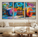 Fitness Gym Barbell Graffiti Wall Art Canvas Print