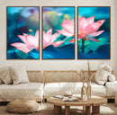 Pink Lotus Flower Canvas Wall Art | Vibrant Floral Wall