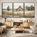 Rustic Farmhouse Barn Wall Art | 3-Panel Framed Gallery Wrap