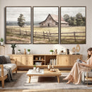 Rustic Farmhouse Barn Wall Art | 3-Panel Framed Gallery Wrap