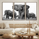 Black White Elephant Family Wall Art Canvas Print by MyGreatCanvas | Canvas Wall Art Prints | Photo Prints & Wall Decor