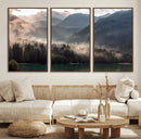 Foggy Mountain Canvas Print Forest Wall Art