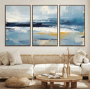 Abstract Ocean Canvas Wall Art - Coastal Blue and Gold