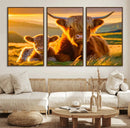 Scottish Cow and Baby Cow Canvas Wall Art Animal Print