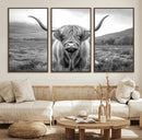 Black White Scottish Highland Cow Canvas Farm Wall Art by MyGreatCanvas | Canvas Wall Art Prints | Photo Prints & Wall Decor