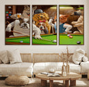 Dogs Playing Pool Canvas Wall Art Funny Gifts Dog Print