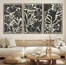 Modern Botanical Wall Art - Floral Black and White Canvas