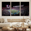 Ben Hill Griffin Stadium Night Game Triple Canvas Wall Art -