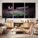 Ben Hill Griffin Stadium Night Game Triple Canvas Wall Art -