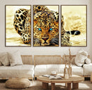 Blue-Eyed Leopard Canvas Wall Art - Framed Animal Print