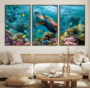 Sea Turtle and Coral Reef Triptych Wall Art – Vibrant by MyGreatCanvas | Canvas Wall Art Prints | Photo Prints & Wall Decor