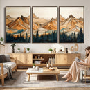 Rustic Wood Mountain Wall Art Print | Triptych Giclee Print