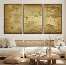 Vintage Game of Thrones Map Wall Art | Westeros and Essos