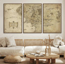 Vintage Middle Earth Map Wall Art Canvas – Lord of the Rings