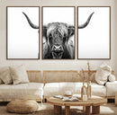 Highland Wall Art Canvas Print – Minimalist Black and White
