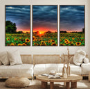 Golden Sunflower Field at Sunset – Breathtaking Sky and