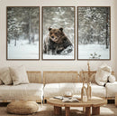 Grizzly Bear Wall Art – Framed Snowy Forest Canvas Artwork, by MyGreatCanvas | Canvas Wall Art Prints | Photo Prints & Wall Decor