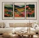 Yayoi Kusama Landscape Canvas Print, Vibrant Floral Mountain