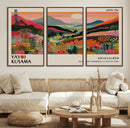 Yayoi Kusama Landscape Canvas Print, Vibrant Floral Mountain