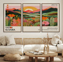 Framed Yayoi Kusama Print, Vibrant Floral Mountain Art