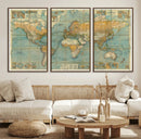 Push Pin World Map Canvas Print – Travel Tracker Wall Art