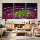 Bryant-Denny Stadium Night Game Triple Canvas Wall Art -