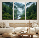 Mountain Forest River Canvas Wall Art Print - Serene Nature