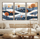 Abstract Winter Landscape Canvas Wall Art Print -  Large