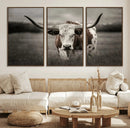 Texas Longhorn Cow Canvas Wall Art Print - Large Rustic