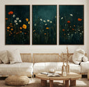 Framed Wildflower Field Wall Art, Framed Vintage Botanical