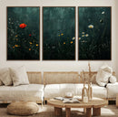 Wildflower Field Framed Wall Art, Vintage Botanical
