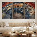 Abstract Tree Ring Wall Art, Colorful Framed Tree Ring Wall