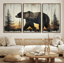 Vintage Bear Wall Art Canvas Print for Farmhouse - Mountain