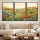 YAYOI KUSAMA Colorful Dot Art Landscape Canvas - Framed
