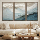 Waves Abstract Wall Art Print, Modern Framed Abstract Canvas