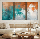 Vintage Abstract Print - Bold Teal and Orange Canvas Wall
