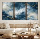 Large Abstract Print - Luxe Blue and Gold Abstract Canvas