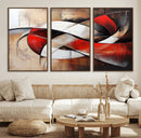 Abstract Wall Art - Modern Red and White Canvas Wall Art