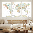 Animal World Map for Kids Room Decor