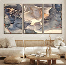 Abstract Blue and Gold Wall Art - Fluid Ink Artwork - Modern